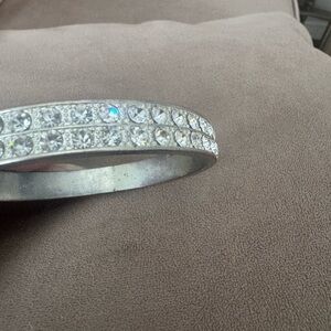 Elegant Silver Crystal Bangle